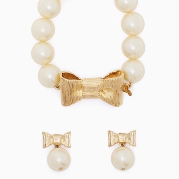 Kate Spade Pearl & Gold Bow Earrings - Picture 10 of 13